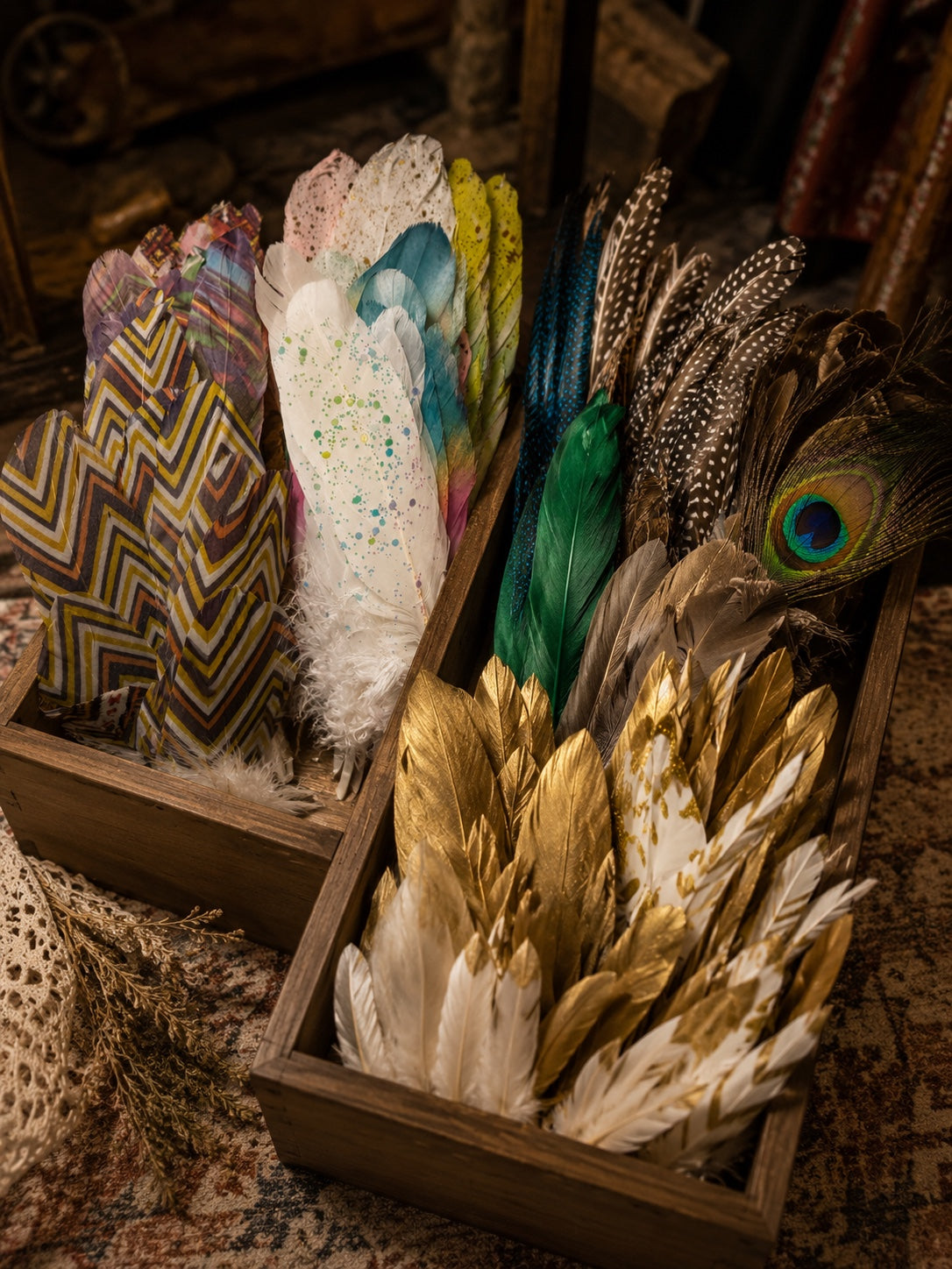 basket of feathers